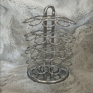 Chrome Finish Capsule Holder - Sleek Silver Coffee Pod Organizer